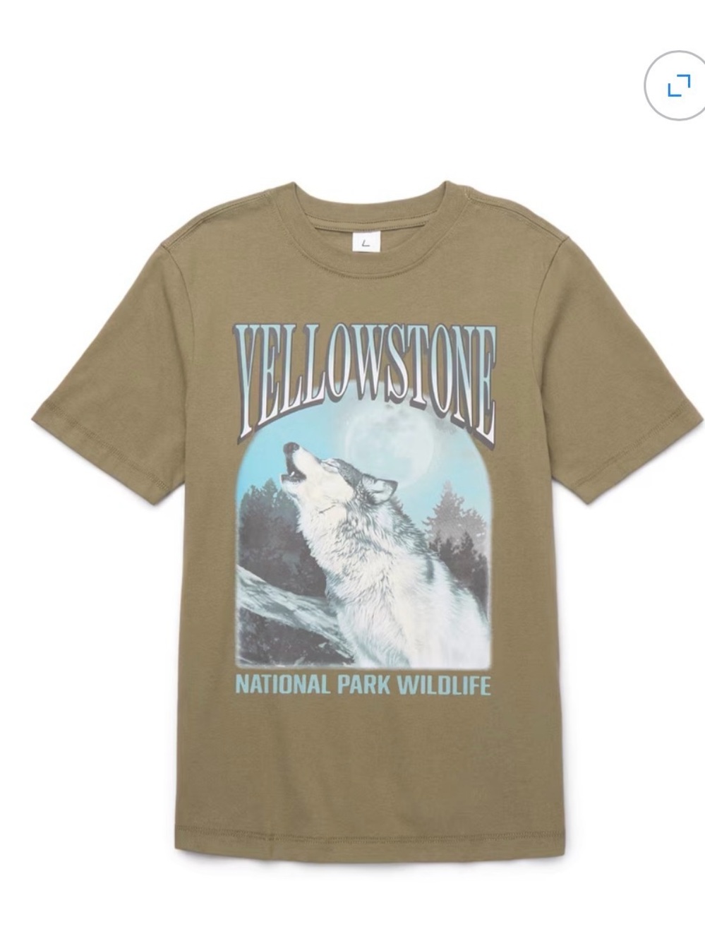 NWT Wonder Nation Yellowstone Wolf Graphic Tee Olive Green Boys XS (4-5)
